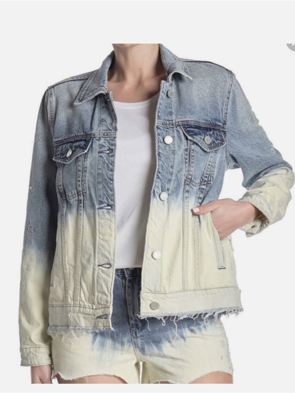 Blank NYC Dip Dye Distressed Denim Jean Jacket